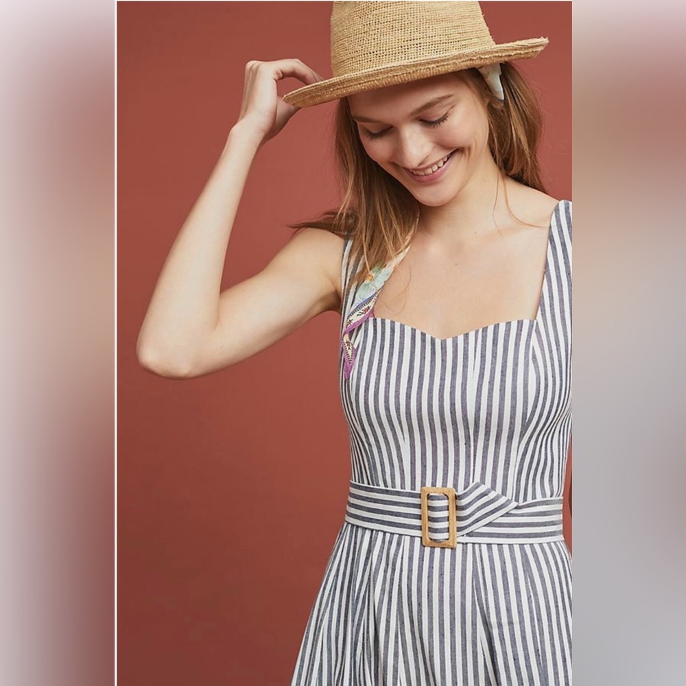 Anthropologie Fowler Dress by Maeve Navy Midi - Picture 2 of 7